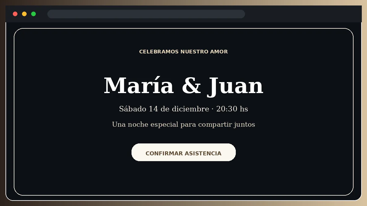 Vista previa de María y Juan, demo local para bodas